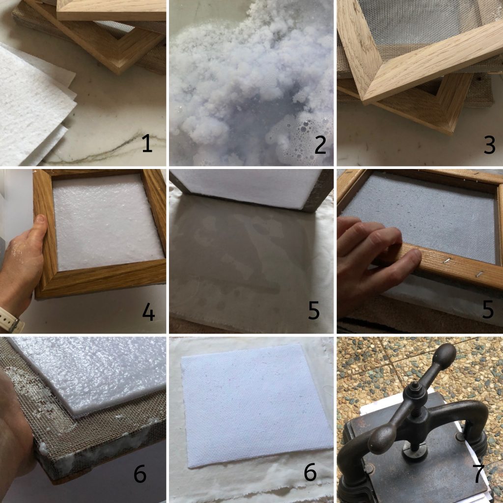 Etapes de fabrication du papier fait-main