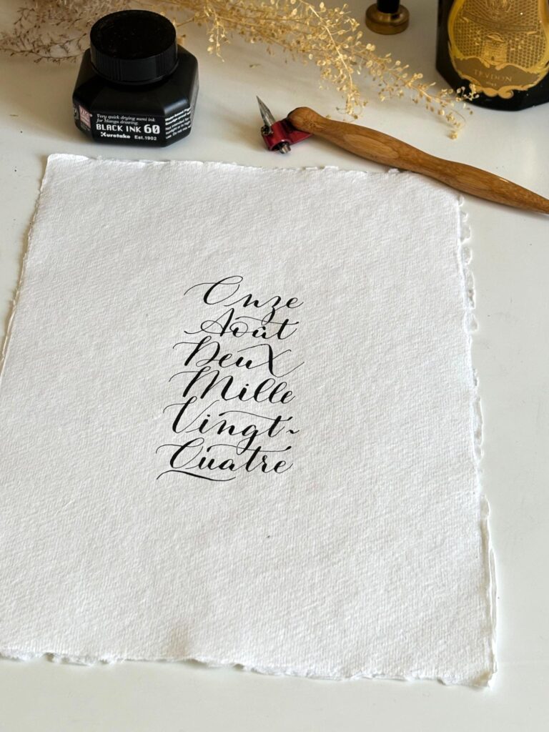 Calligraphie personnalisée sur papier fait-main